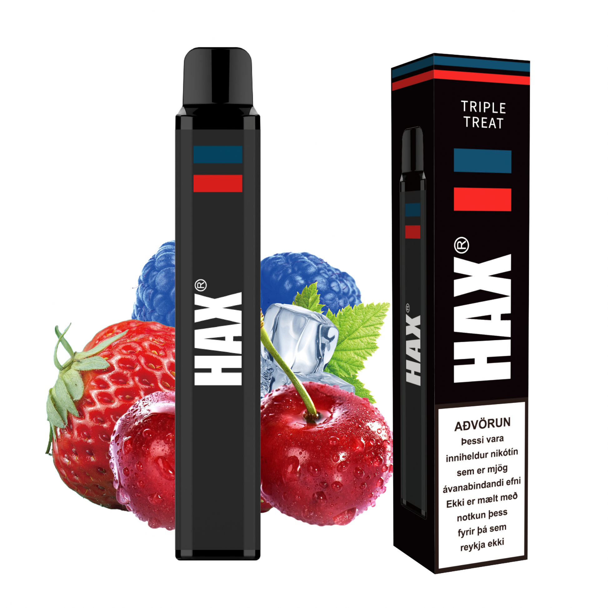 Triple Treat HAX 800 Puffs 🍓🍒🧊 – rafretta og vape búnaður vöru mynd